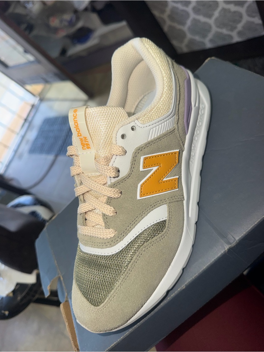New Balance Beige with Yellow Accent 997H Runner